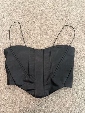 Olivaceous Black Spaghetti-Strap Bustier Camisole